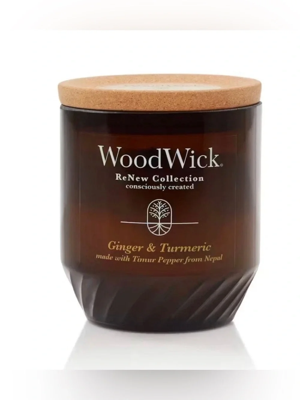Woodwick Amber Glass Candle with Cork Lid - White Wax